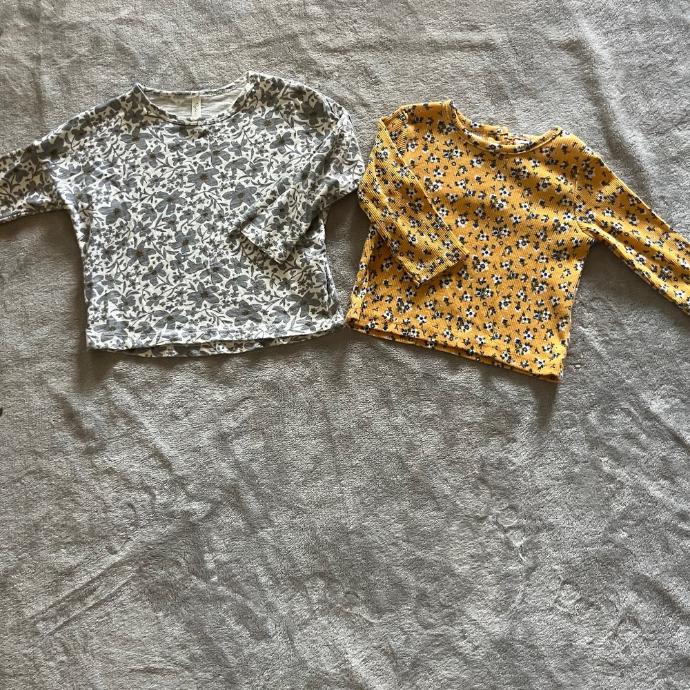 Floral Rylee & Cru + Little Lass Baby girl long sleeved tee bundle. EUC